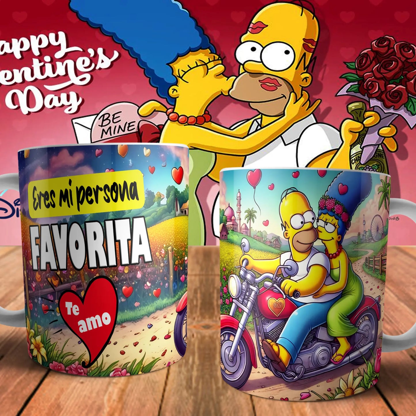 Taza San Valentín Los Simpson - Regalo Original y Divertido para Parejas TAZAMAGICA