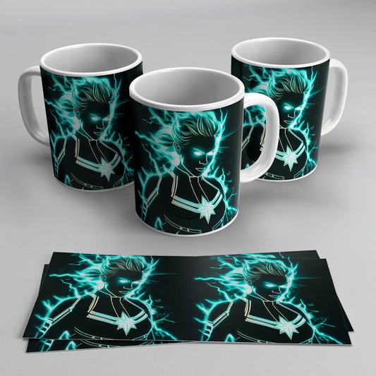 Taza Capitana Marvel Neón TAZAMAGICA