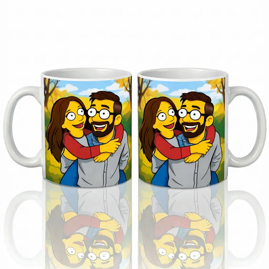 Taza Personalizada - Caricatura Pareja Estilo Los Simpsons TAZAMAGICA
