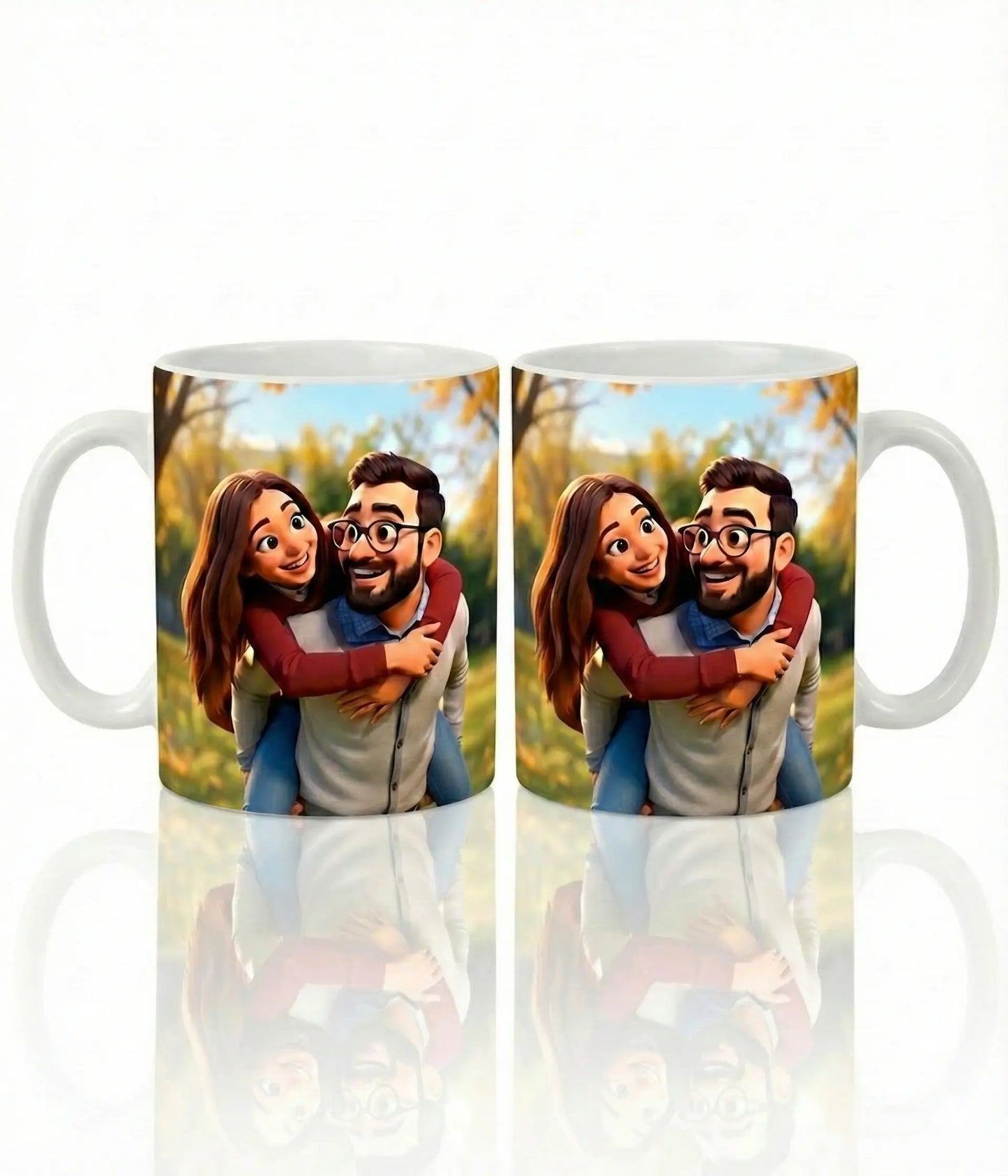 Taza Personalizada Pareja - Ilustración 3D Estilo Película Animada TAZAMAGICA