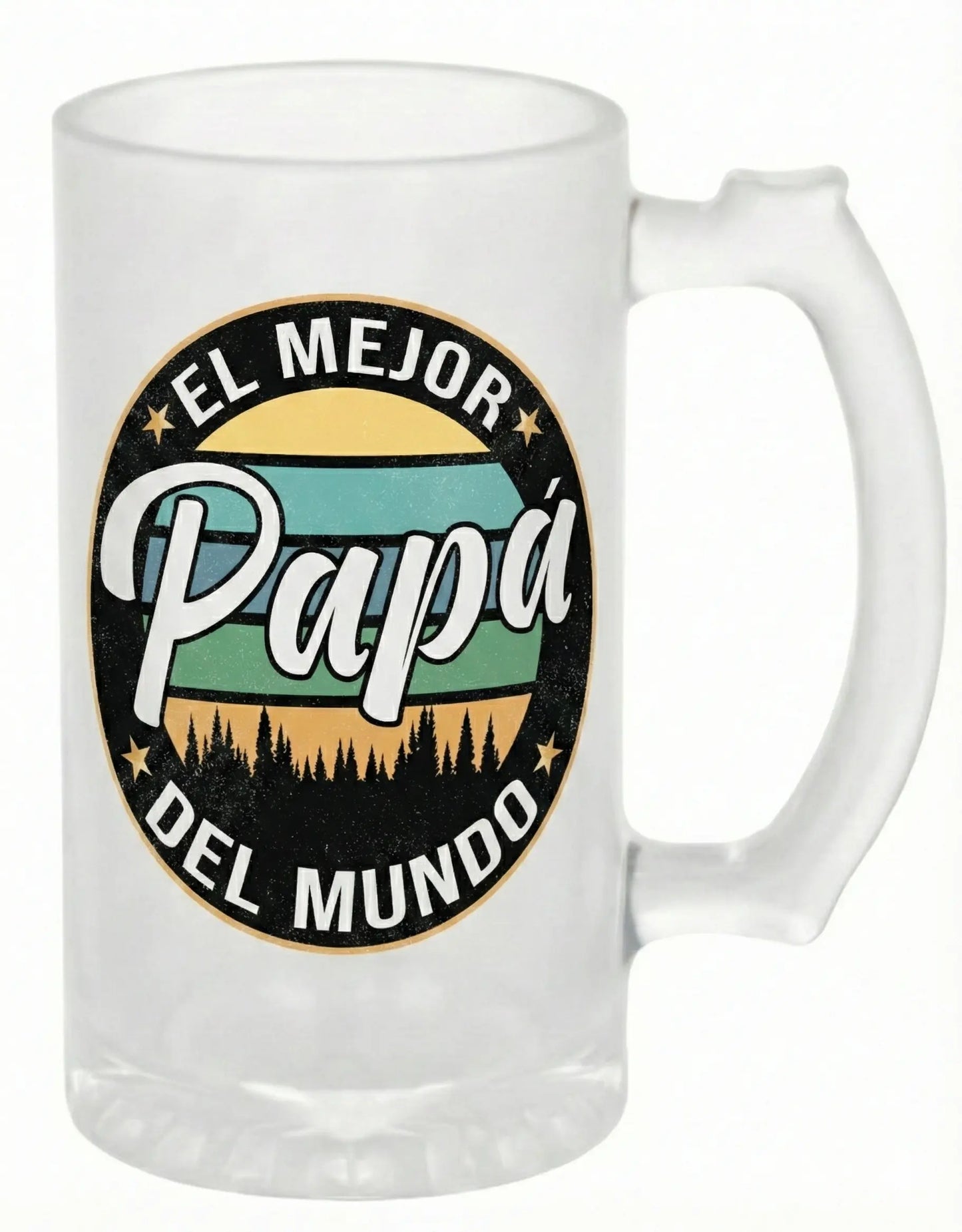 Jarra de Cerveza Esmerilada - El Mejor Papá Diseño Retro TAZAMAGICA