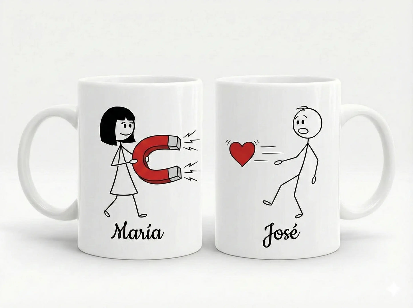 Pack de Tazas para Parejas Personalizadas - Diseño Amor Magnético TAZAMAGICA