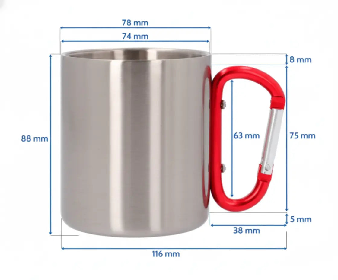 Taza de Acero Inoxidable Mosquetón - Estilo Camping Aventura TAZAMAGICA
