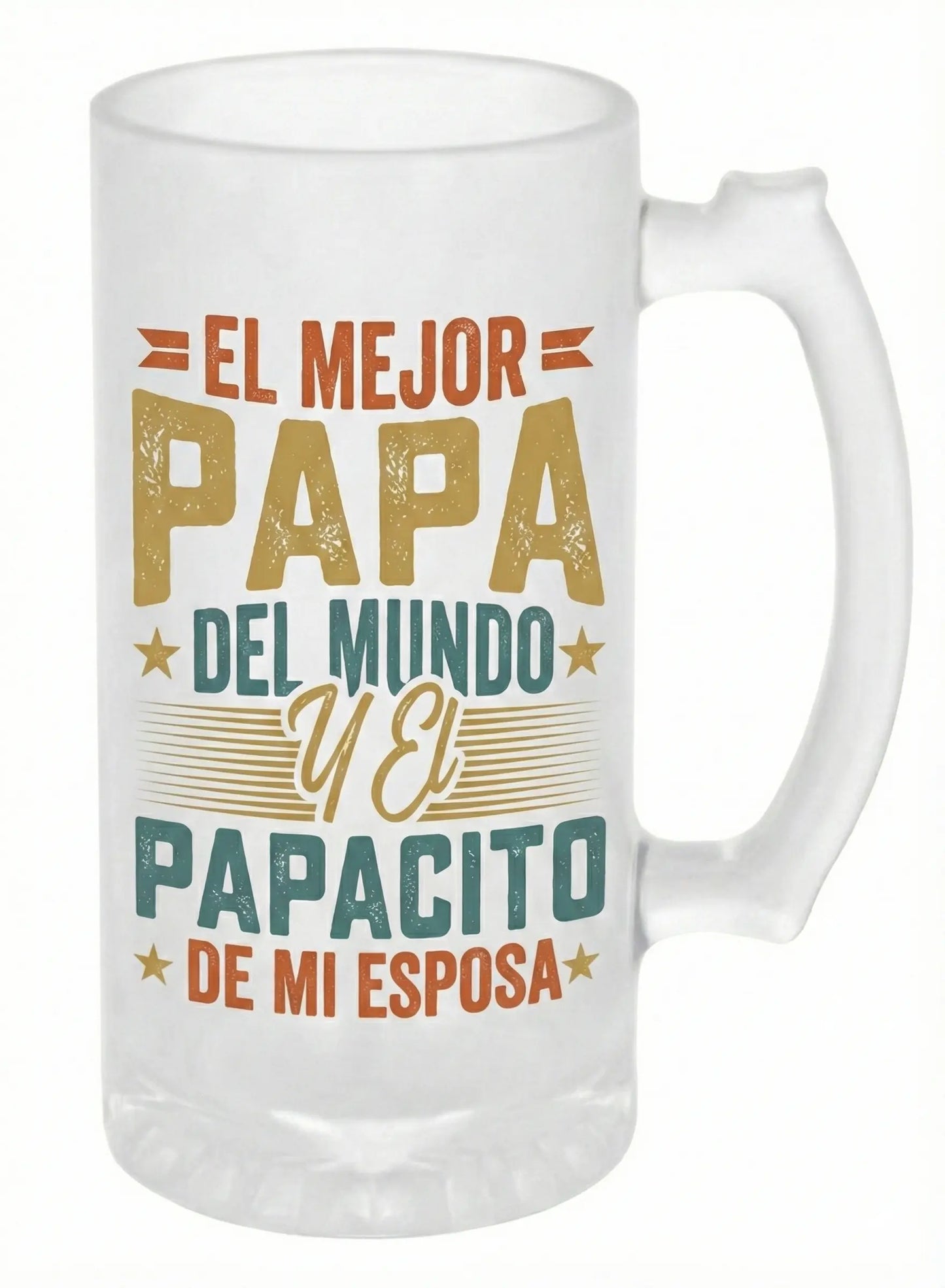 Jarra de Cerveza Esmerilada - El Mejor Papá y Papacito (Regalo Divertido) TAZAMAGICA