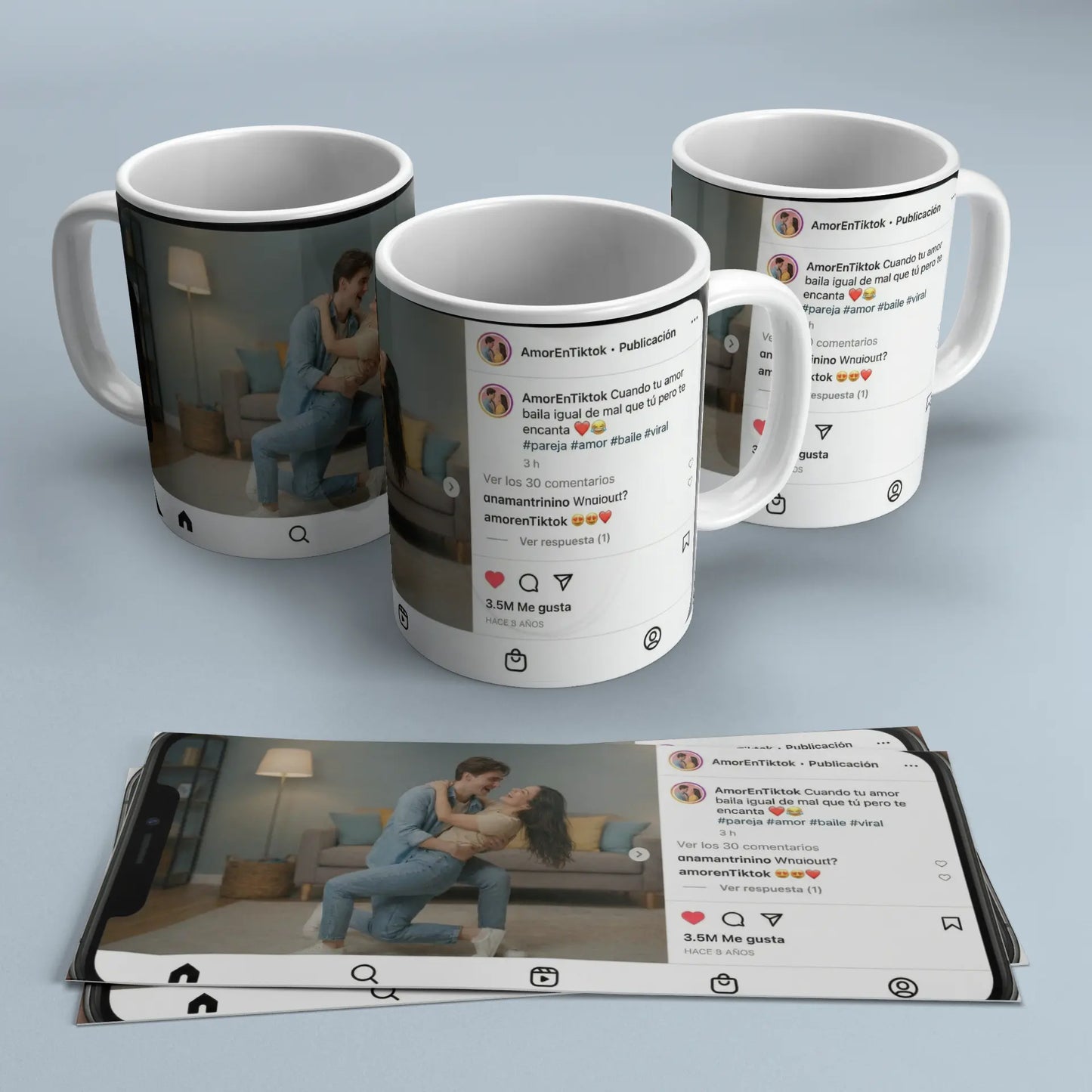 Taza Personalizada - Diseño Estilo Post de Instagram "Amor de Influencer" TAZAMAGICA