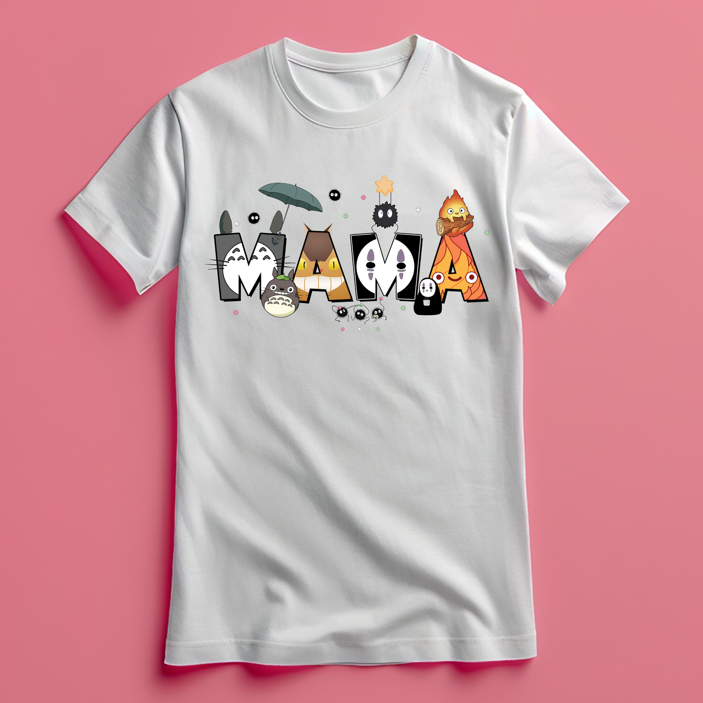 Camiseta Mamá Studio Ghibli – Totoro Calcifer Sin Cara | Día de la Madre