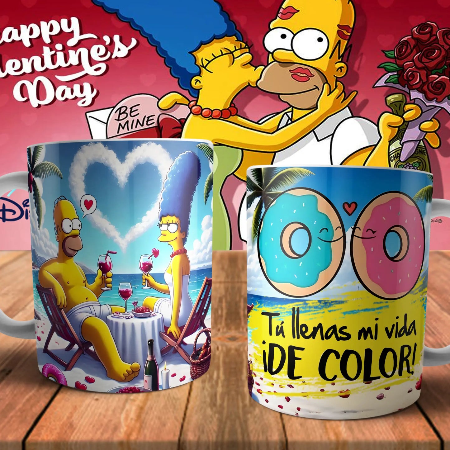 Taza San Valentín Los Simpson - Regalo Original y Divertido para Parejas TAZAMAGICA