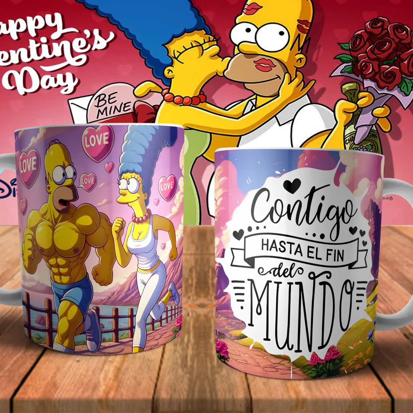 Taza San Valentín Los Simpson - Regalo Original y Divertido para Parejas TAZAMAGICA