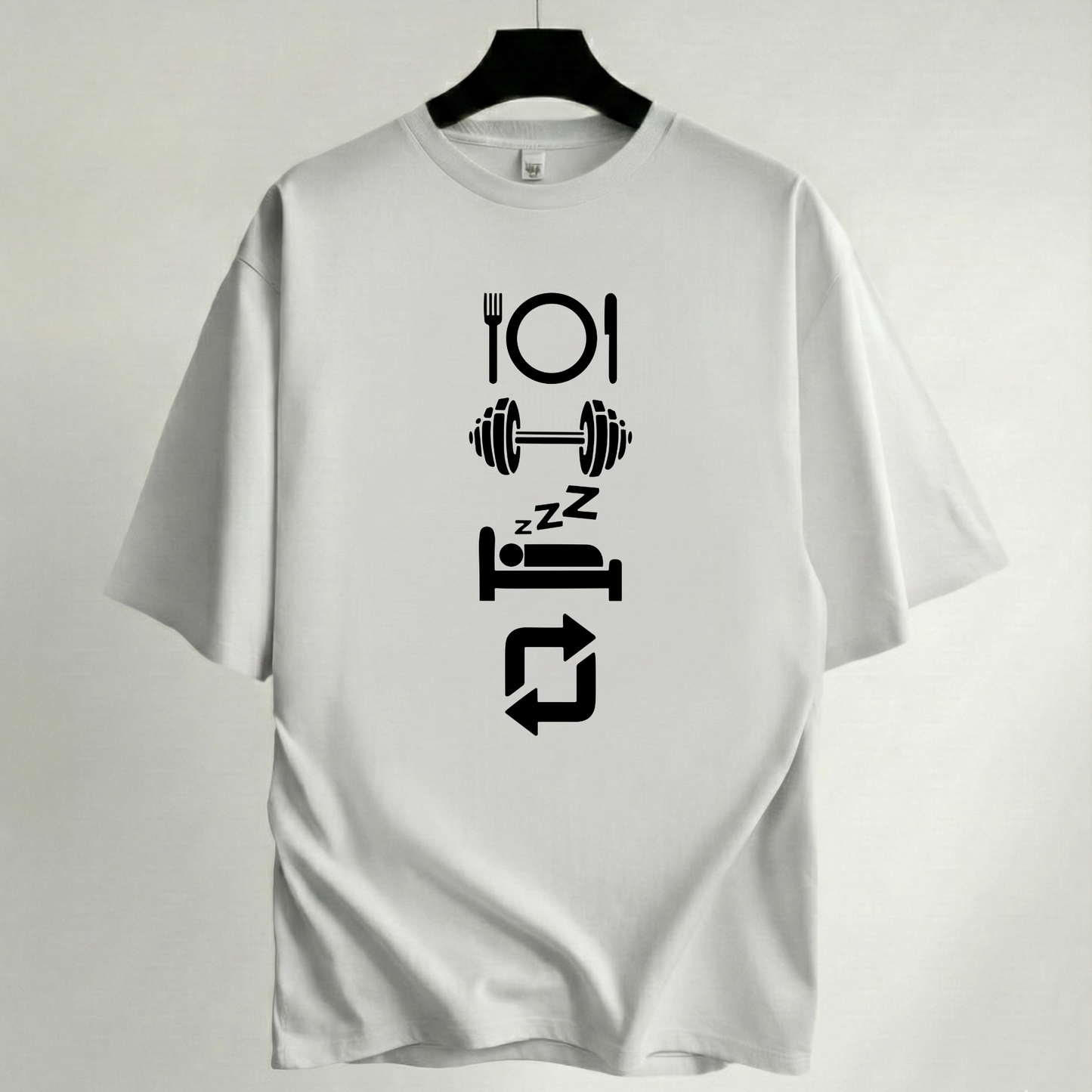 Camiseta Oversize Premium Blanca - Colección Gym & CrossFit