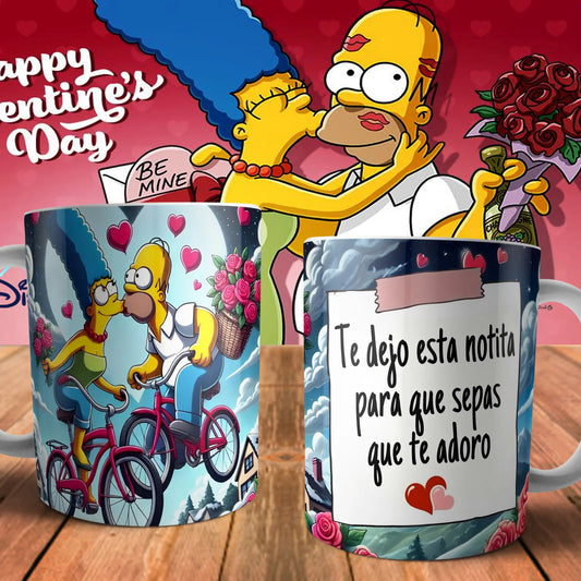 Taza San Valentín Los Simpson - Regalo Original y Divertido para Parejas TAZAMAGICA