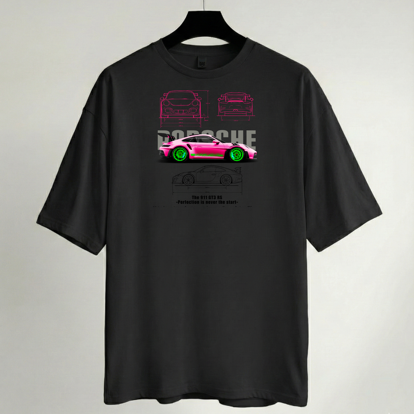Camiseta Oversize Negra - Colección Motor: Leyendas del Asfalto Coches