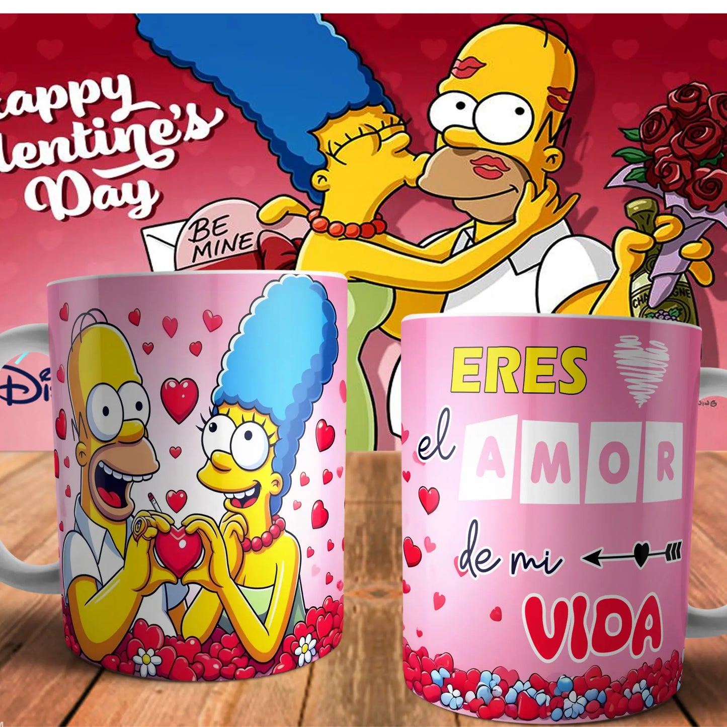 Taza San Valentín Los Simpson - Regalo Original y Divertido para Parejas TAZAMAGICA