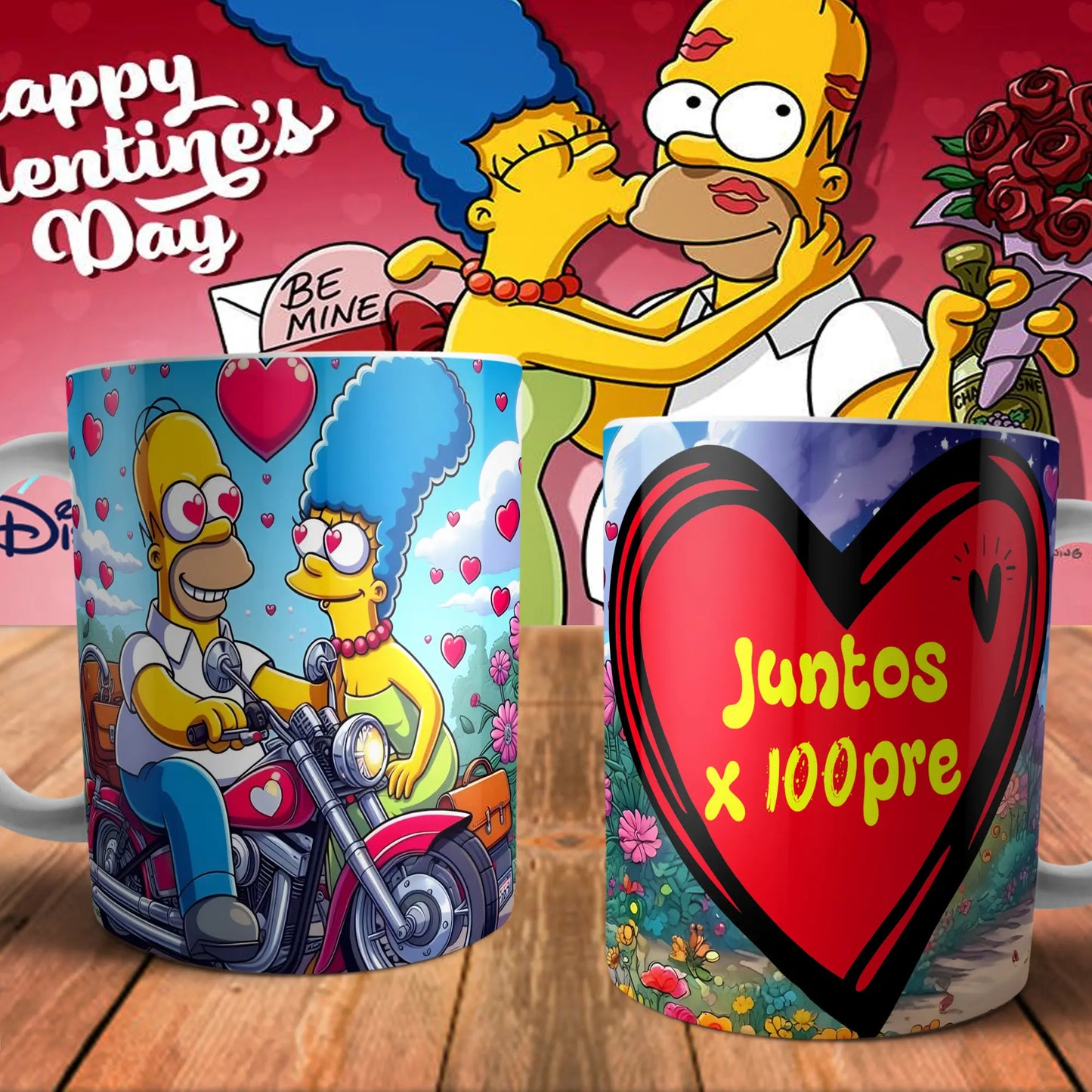 Taza San Valentín Los Simpson - Regalo Original y Divertido para Parejas TAZAMAGICA