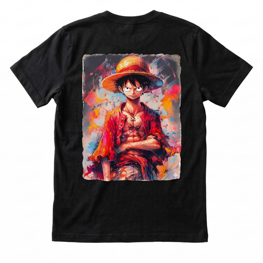 Camiseta Luffy One Piece Blanca | Diseño Ink Splash Premium