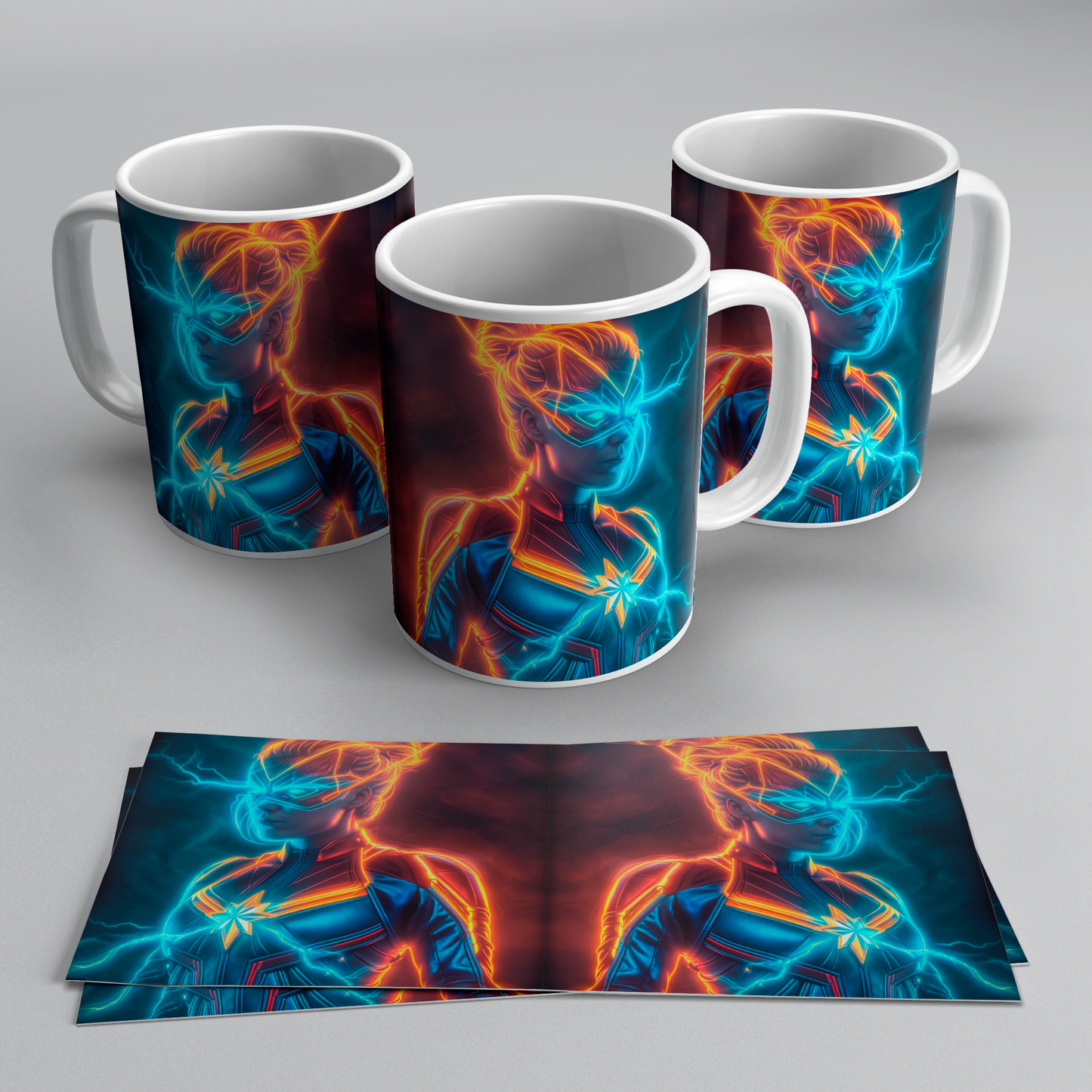 Taza Capitana Marvel Neón