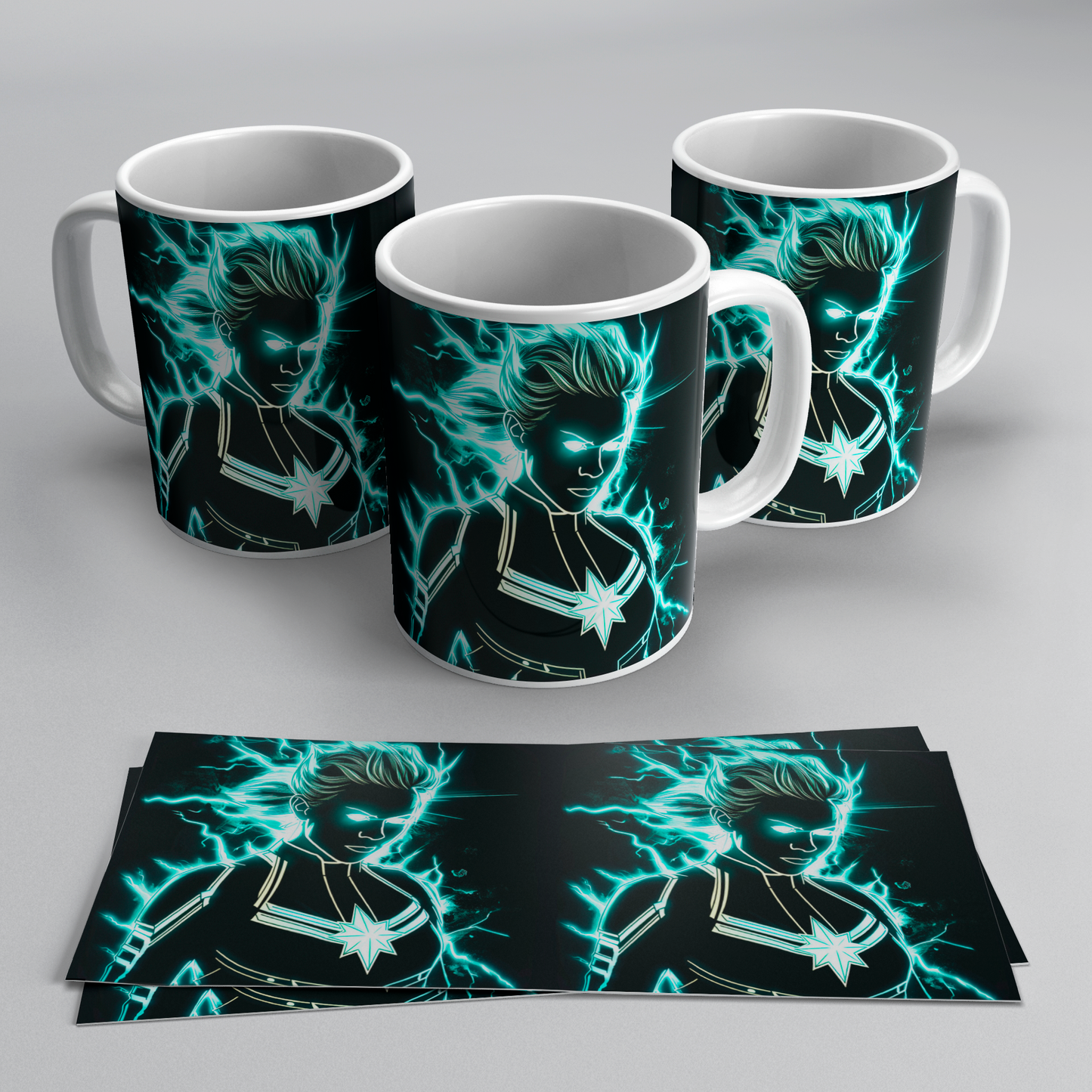 Taza Capitana Marvel Neón