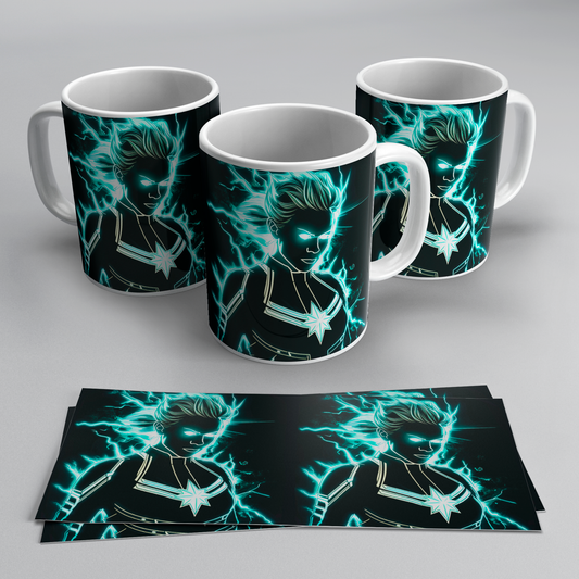 Taza Capitana Marvel Neón