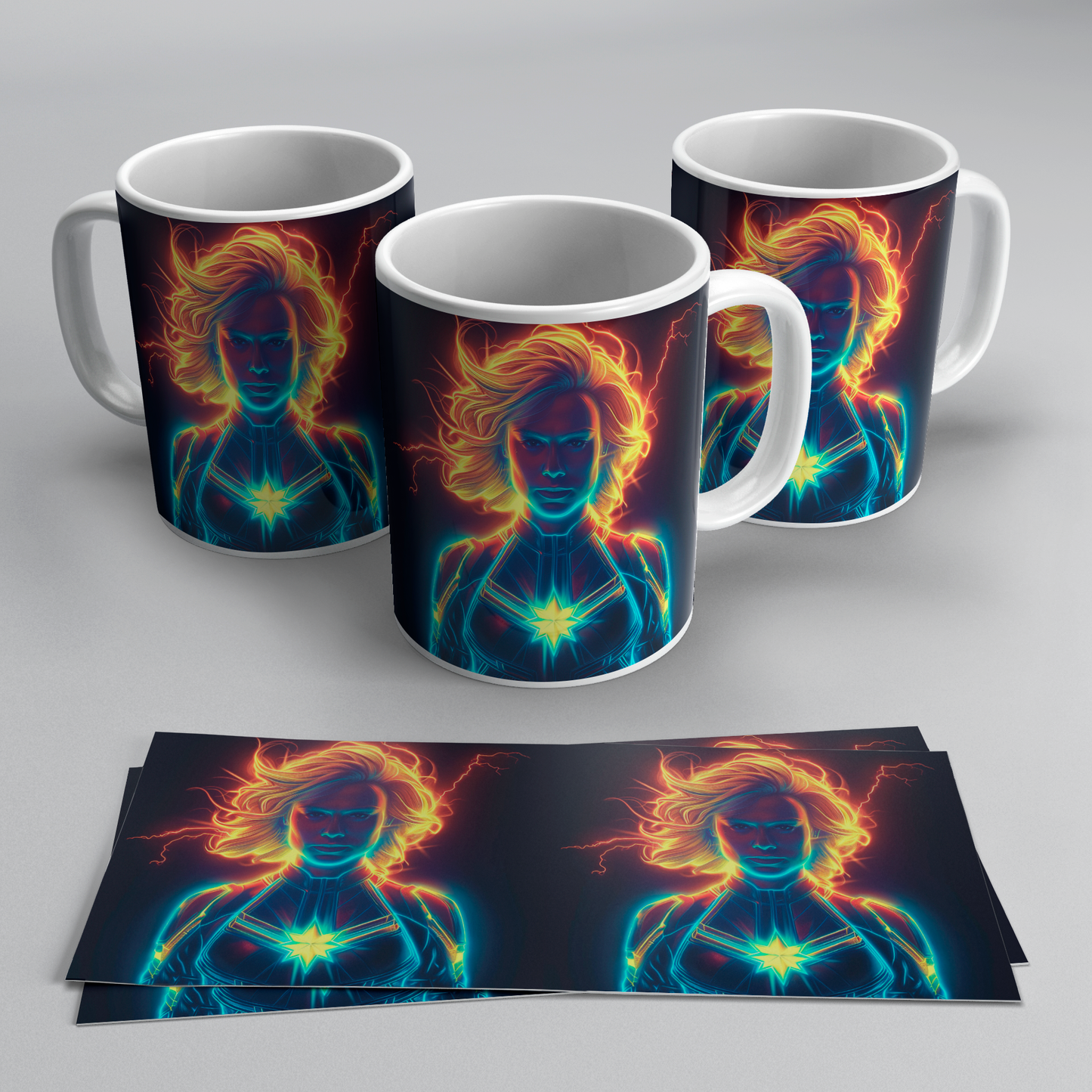 Taza Capitana Marvel Neón