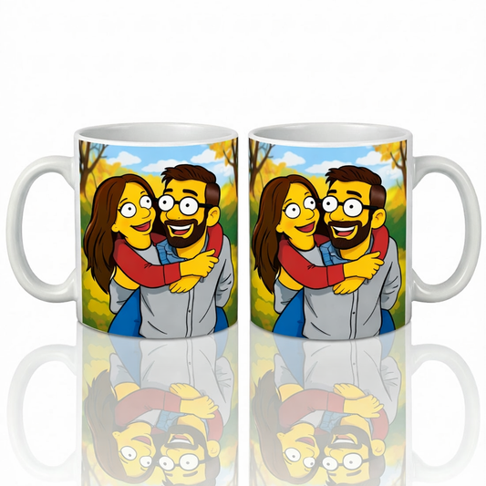 Taza Personalizada - Caricatura Pareja Estilo Los Simpsons
