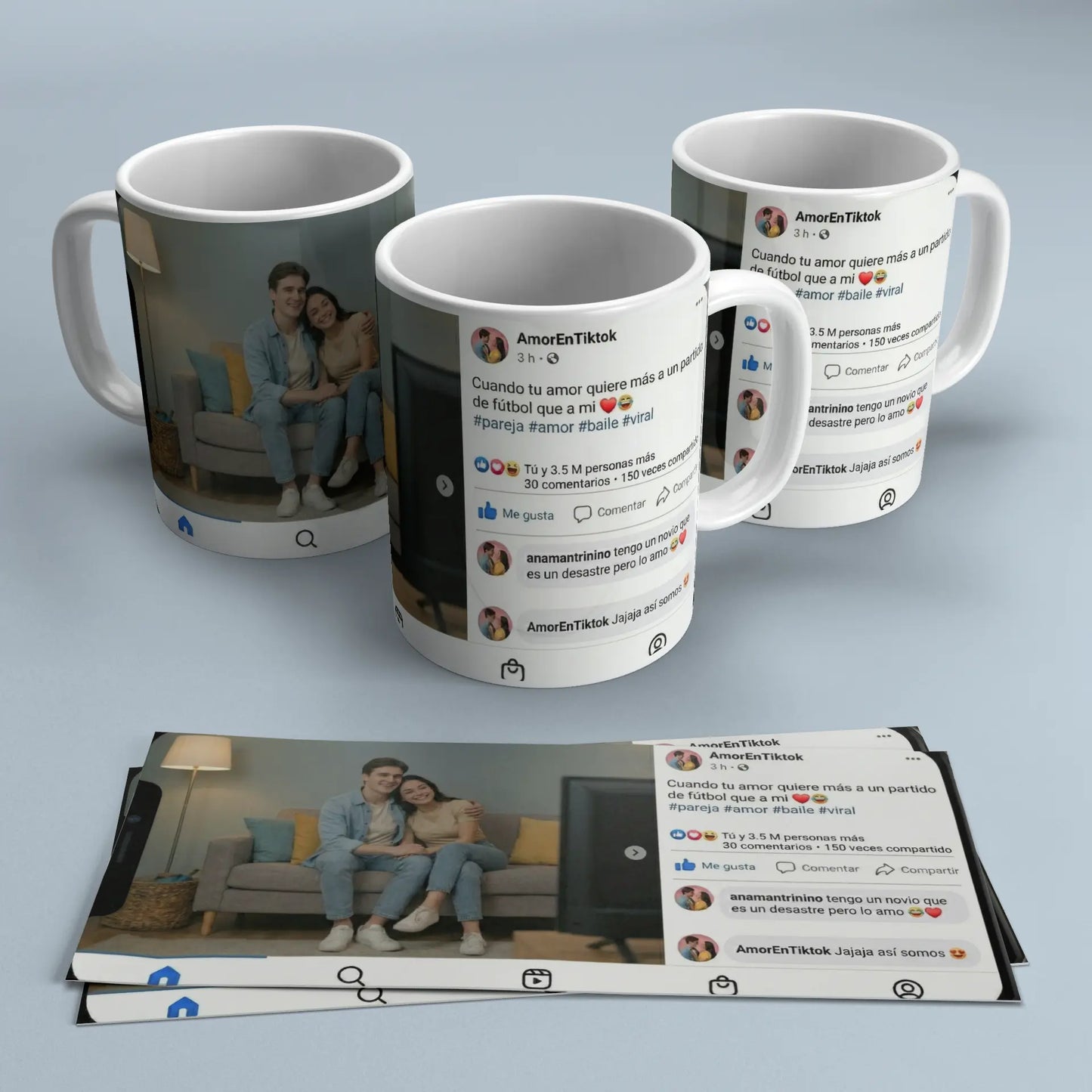 Taza Personalizada - Diseño Estilo Post de Facebook "Amor Viral" TAZAMAGICA