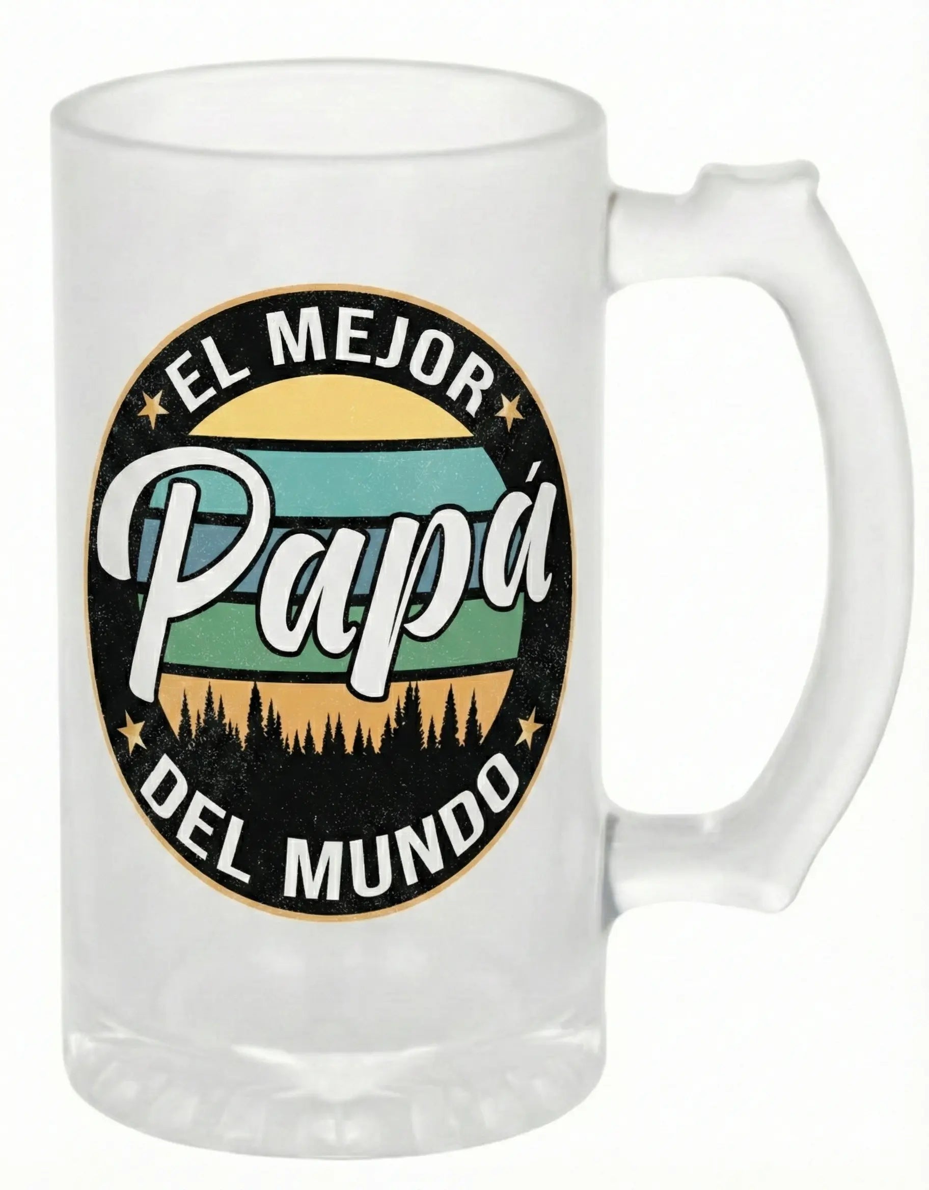 Jarra de Cerveza Esmerilada - El Mejor Papá Diseño Retro TAZAMAGICA