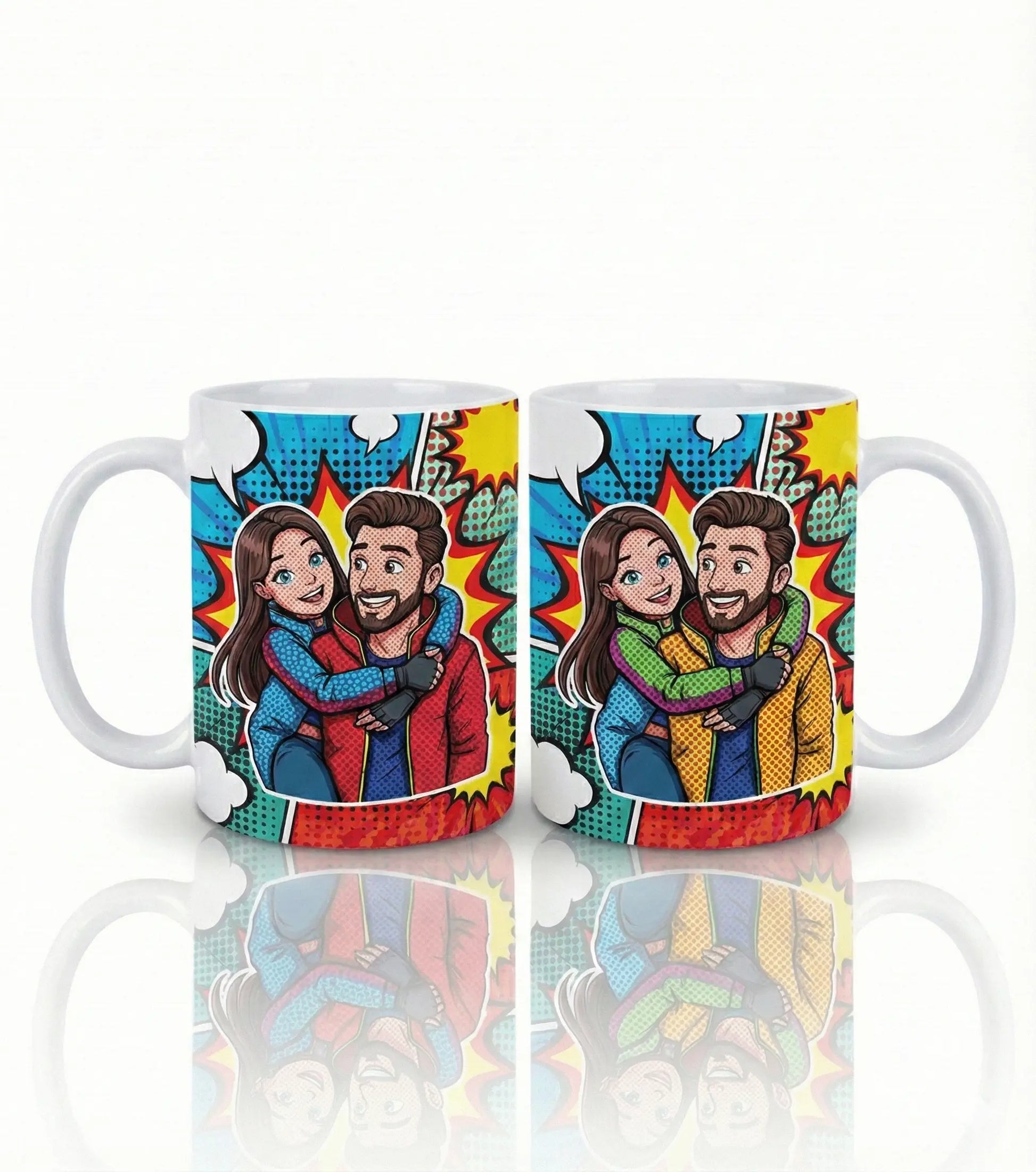 Taza Personalizada Pareja - Diseño Cómic Pop Art Retro TAZAMAGICA