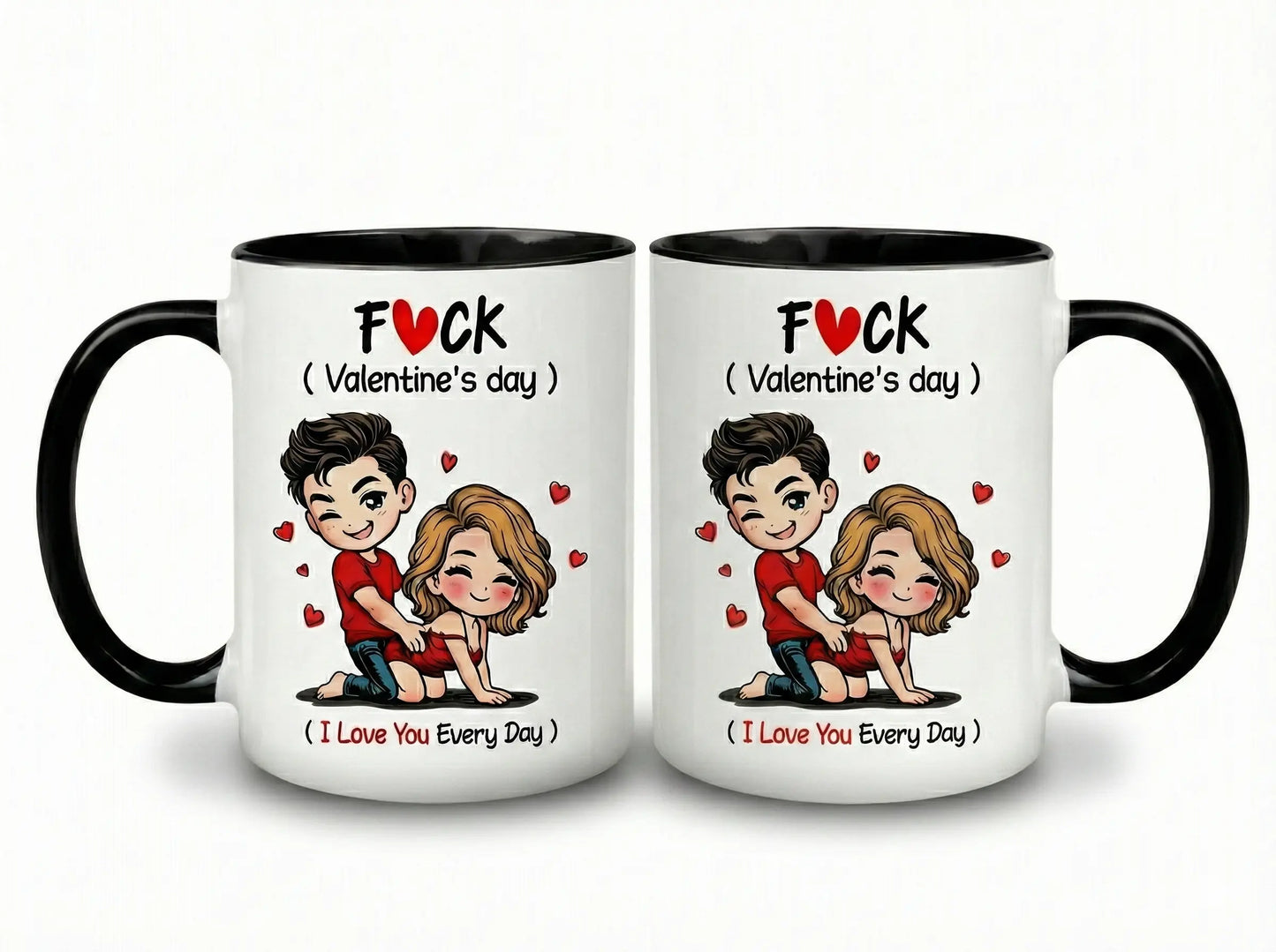 Taza Bicolor - Diseño "Fuck Valentine's Day" (Amor Diario) TAZAMAGICA