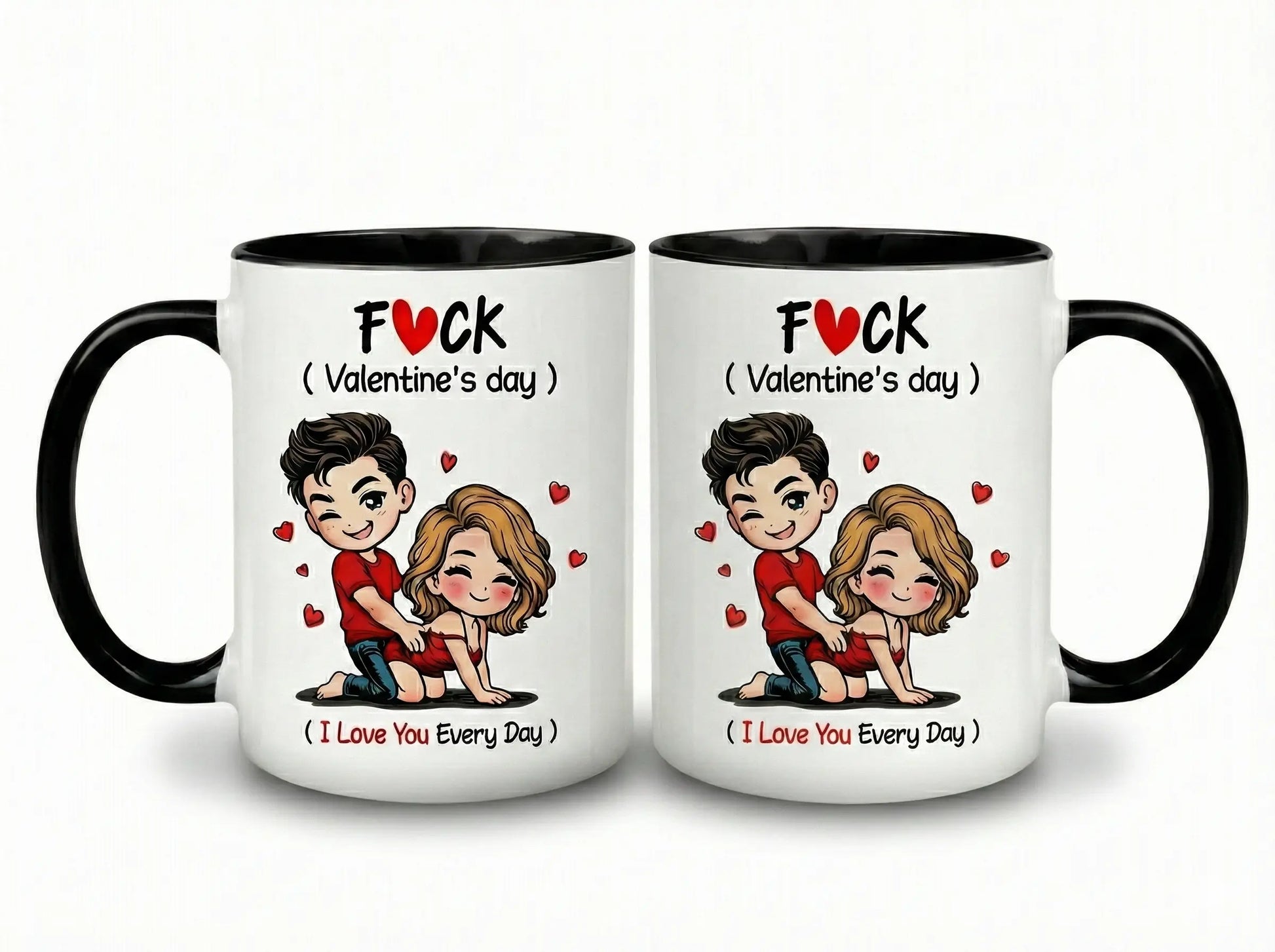 Taza Bicolor - Diseño "Fuck Valentine's Day" (Amor Diario) TAZAMAGICA