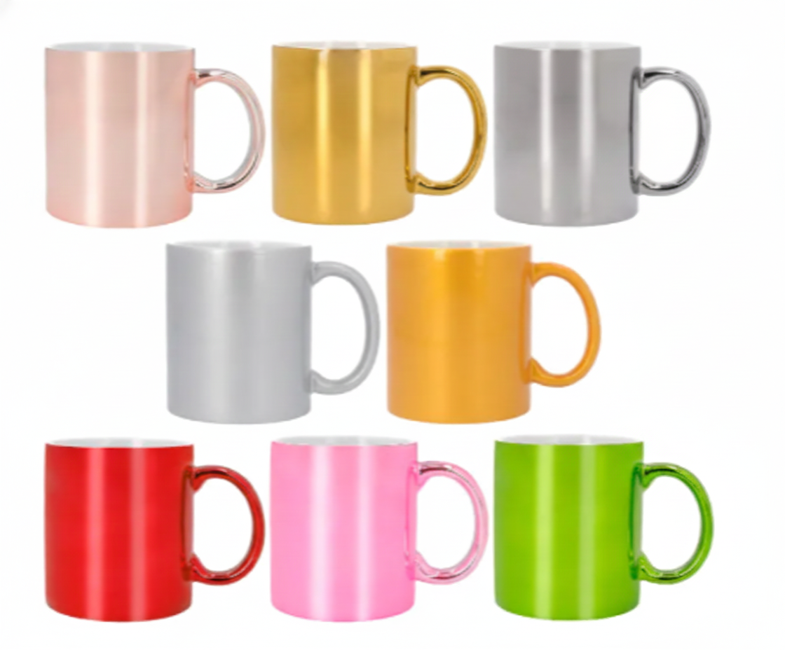 Taza de Cerámica Metalizada - Estilo Sofisticado y Minimalista