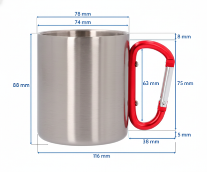 Taza de Acero Inoxidable Mosquetón - Estilo Camping Aventura