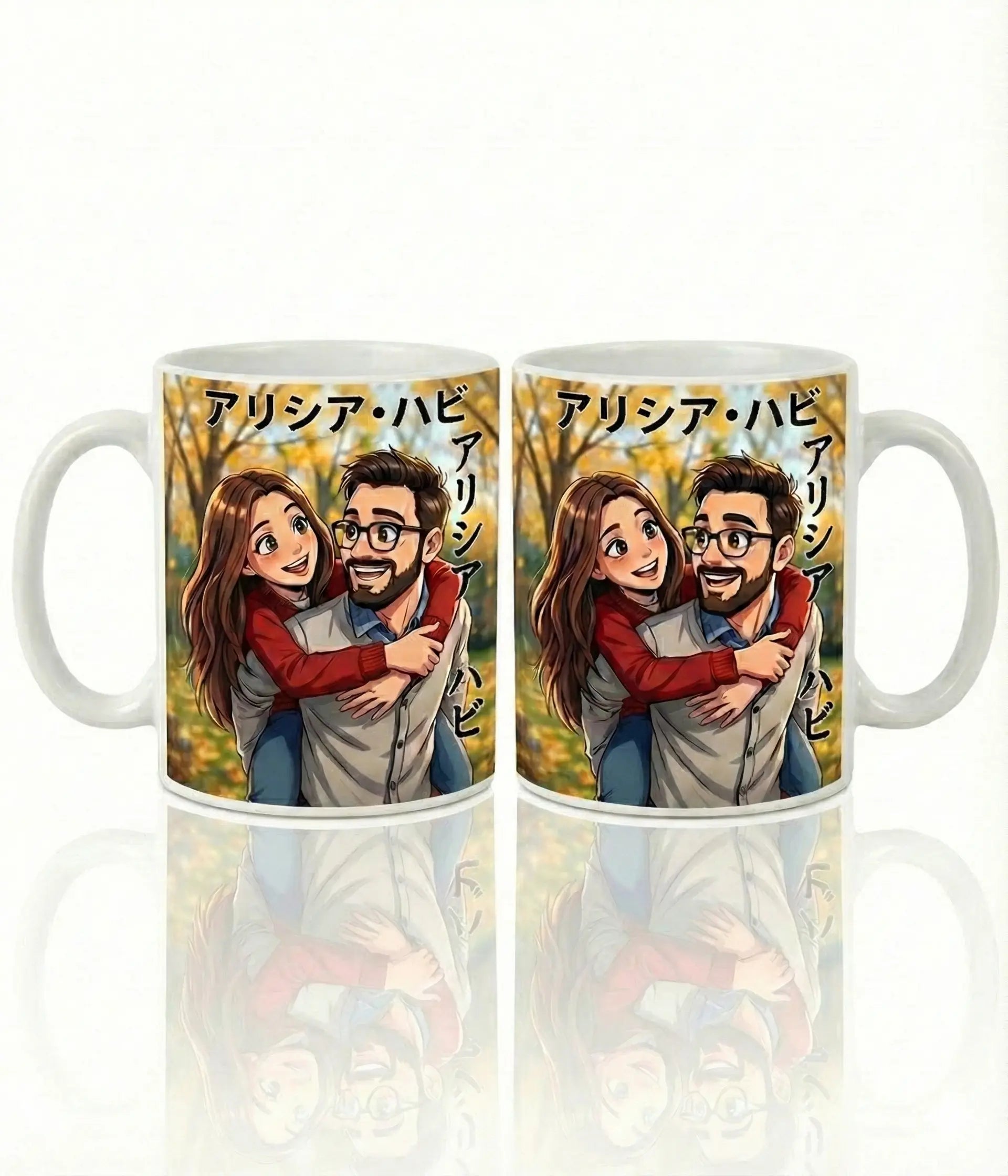 Taza Personalizada Pareja - Ilustración Estilo Anime y Manga Japonés TAZAMAGICA