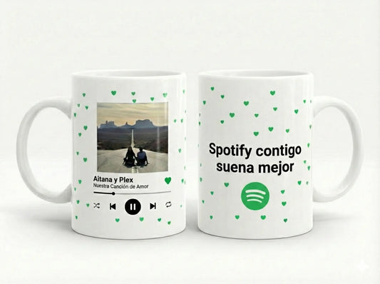 Taza Personalizada - Diseño Reproductor Spotify Romántico TAZAMAGICA