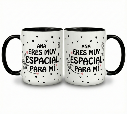 Taza Personalizada - Diseño Romántico "Eres Muy Espacial"