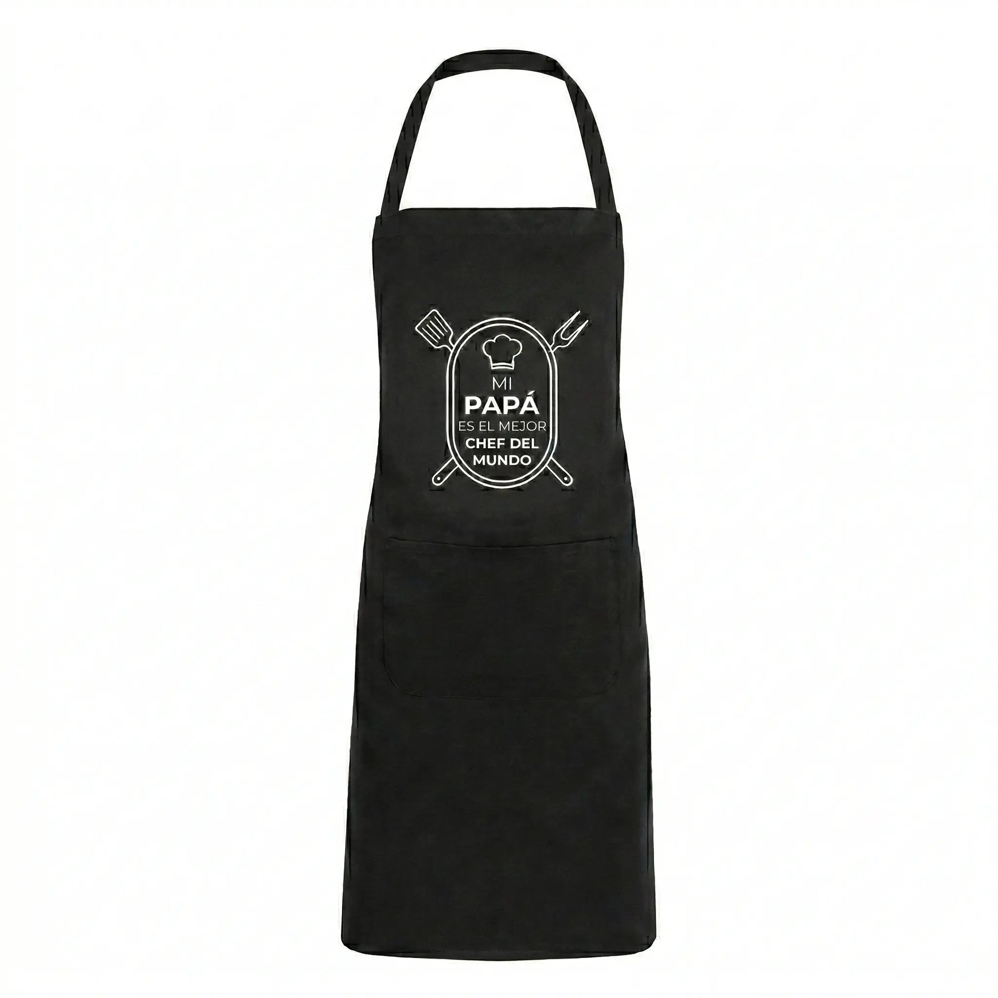 Delantal de Cocina Negro - Diseño "Mi Papá es el Mejor Chef del Mundo" TAZAMAGICA