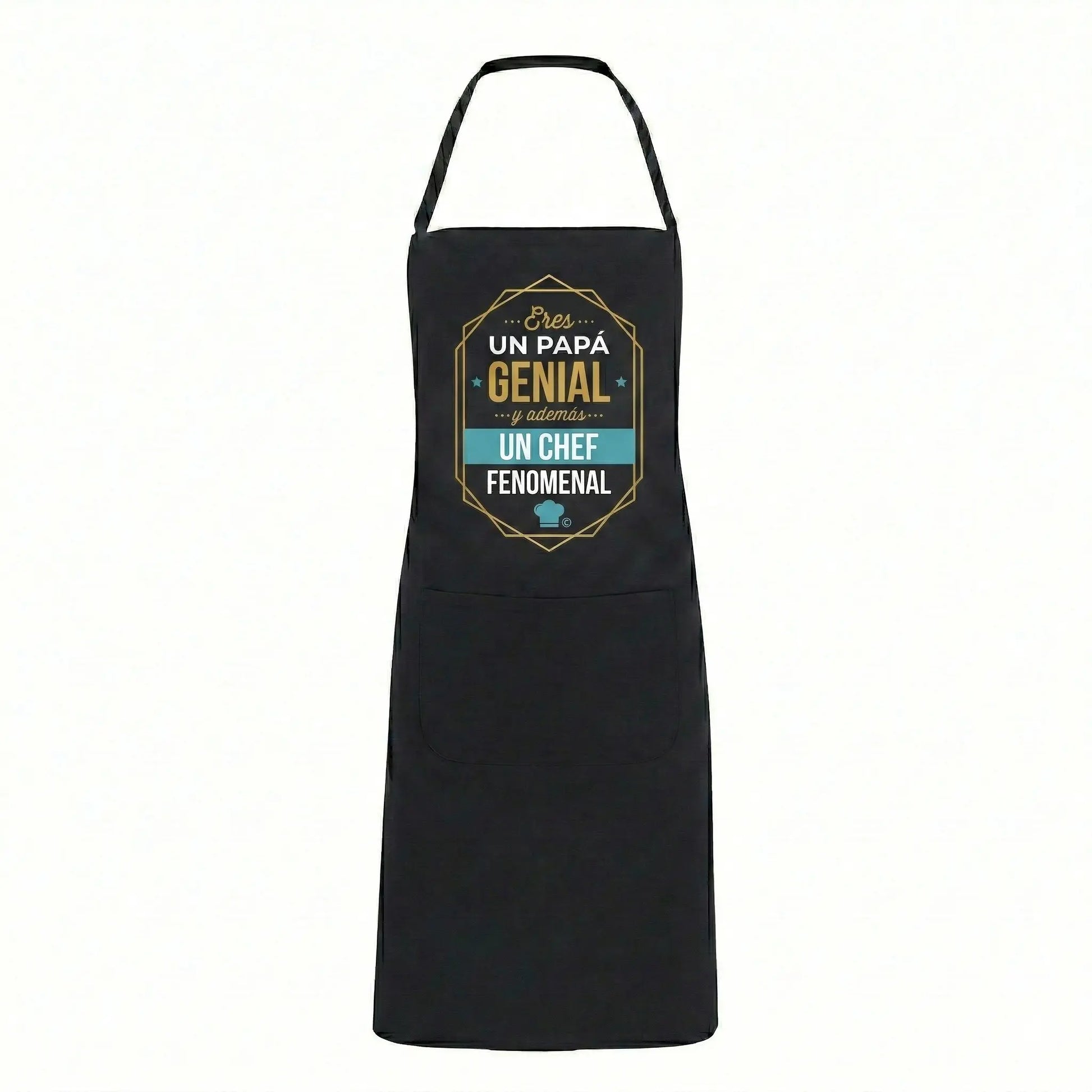 Delantal de Cocina Negro - Diseño "Papá es un Chef Fenomenal" TAZAMAGICA