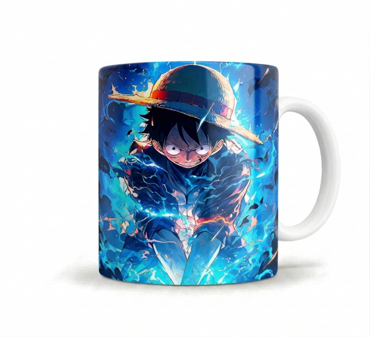 Taza Épica Luffy One Piece | Aura Azul Cerámica