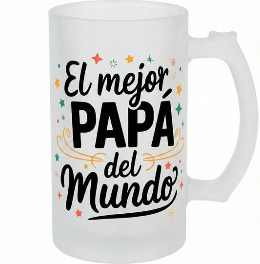 Jarra de Cerveza Esmerilada - El Mejor Papá del Mundo TAZAMAGICA
