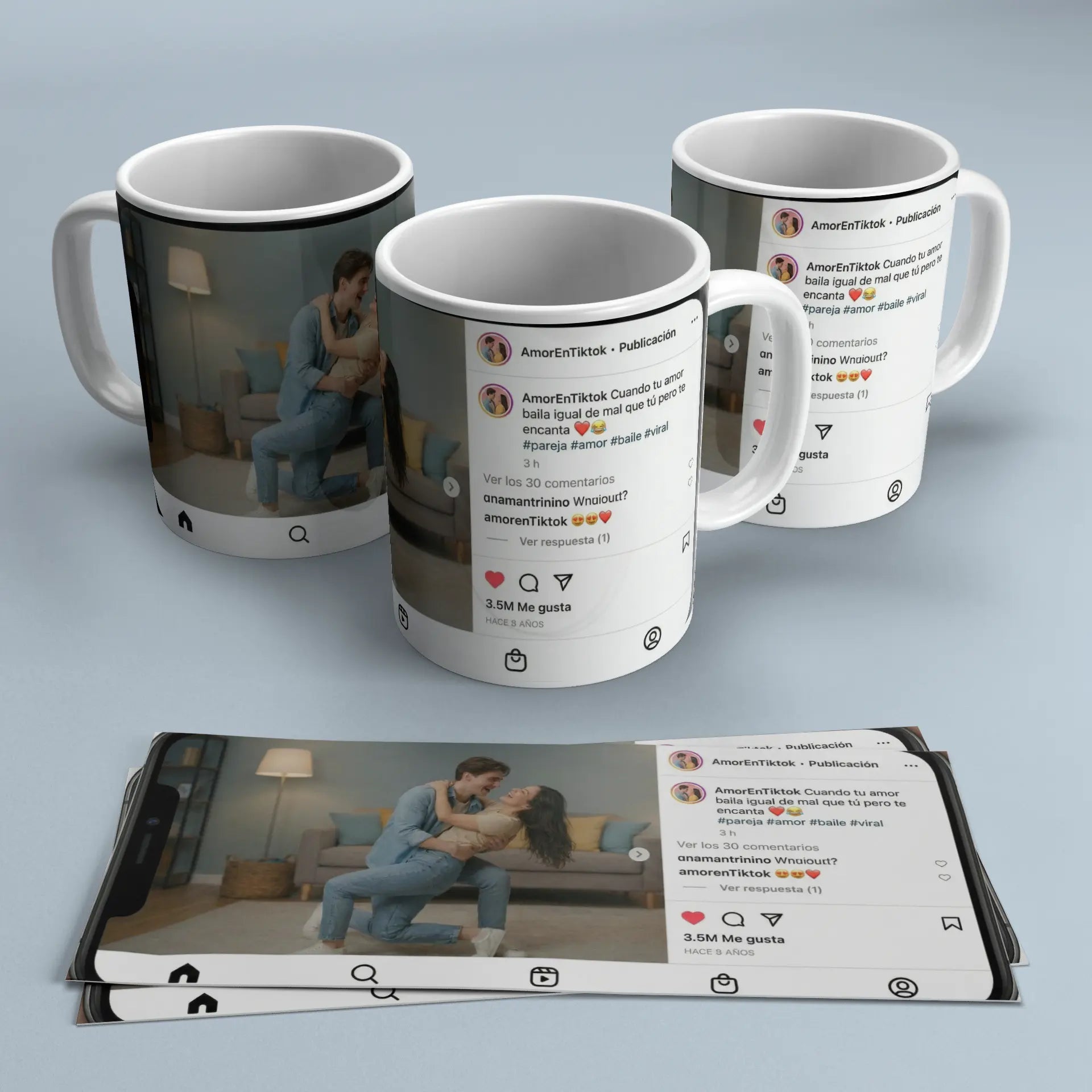 Taza Personalizada - Diseño Estilo Post de Instagram "Amor de Influencer" TAZAMAGICA