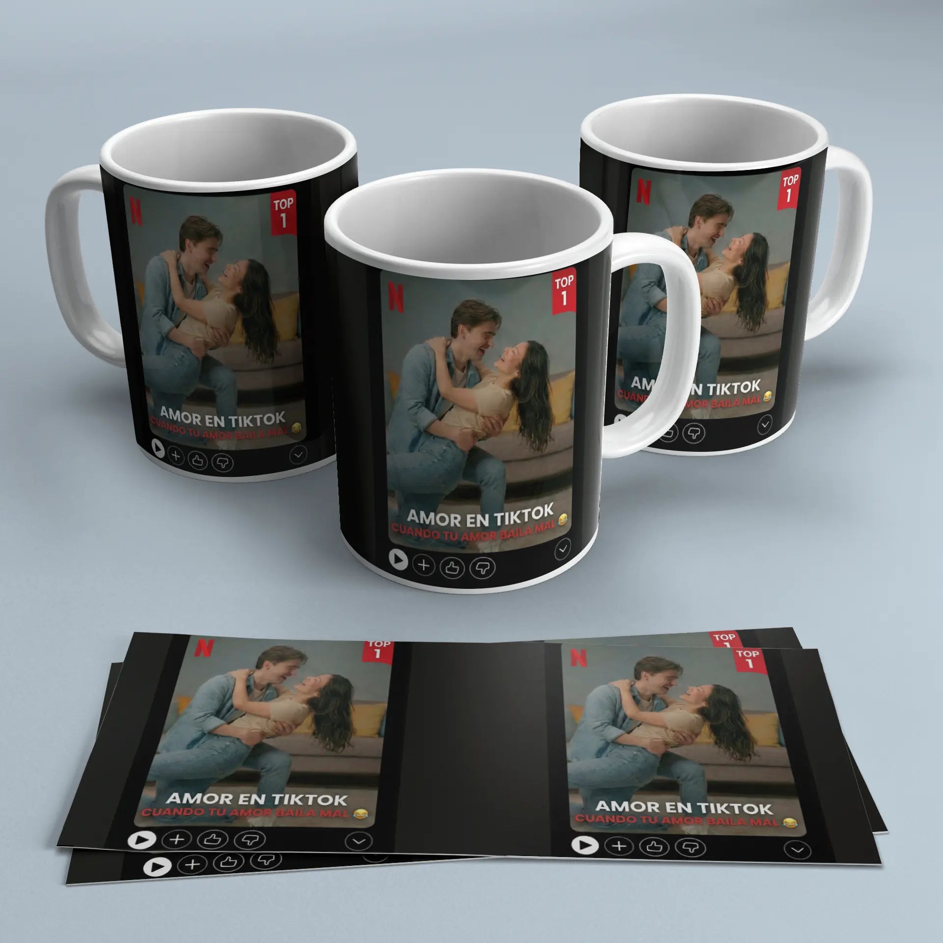 Taza Personalizada - Diseño Estilo Netflix "Amor en Streaming" TAZAMAGICA