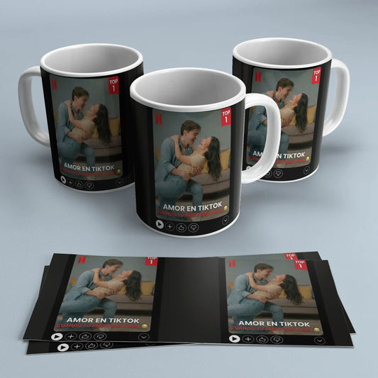 Taza Personalizada - Diseño Estilo Netflix "Amor en Streaming" TAZAMAGICA
