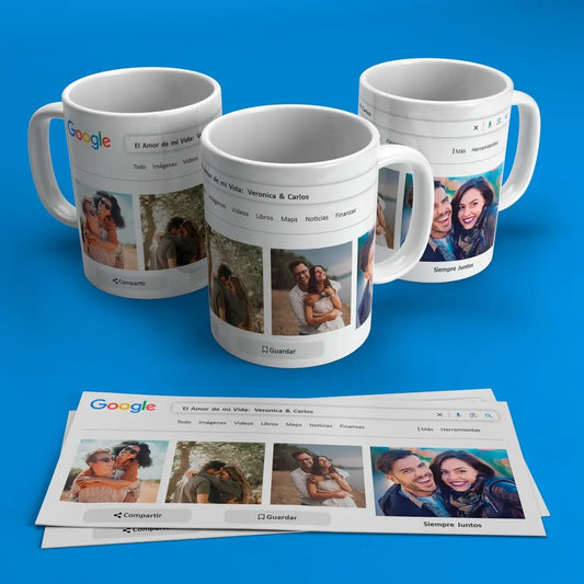 Taza Personalizada San Valentín - Diseño Buscador de Amor (Asa de Colores) TAZAMAGICA