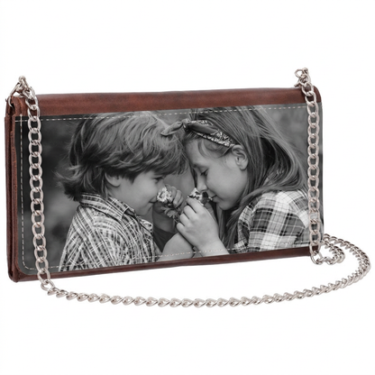 Bolso con Cadena Polipiel Marrón Personalizable – Día de la Madre