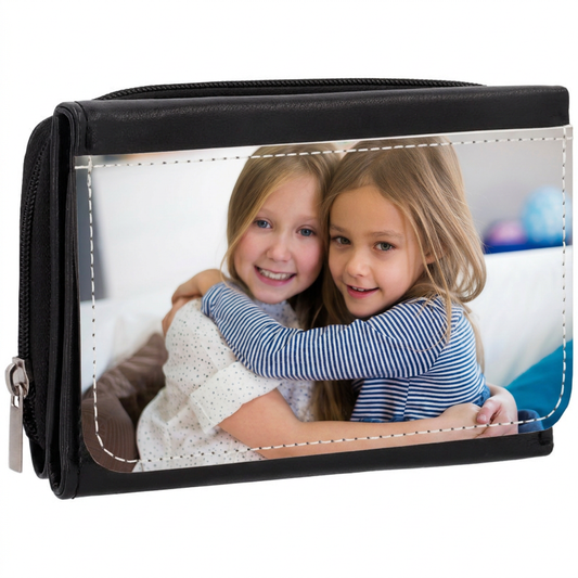 Cartera Monedero 2 en 1 Polipiel Negro Personalizable – Día de la Madre