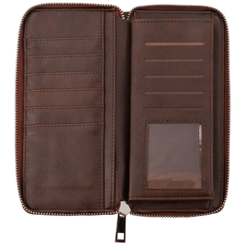 Billetero con Cremallera Polipiel Marrón 10×20 Personalizable – Día de la Madre