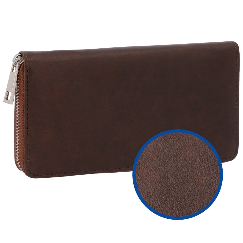 Billetero con Cremallera Polipiel Marrón 10×20 Personalizable – Día de la Madre