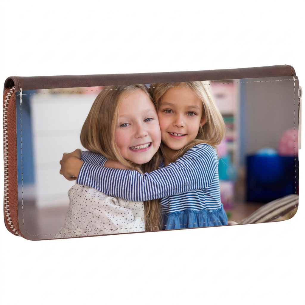 Billetero con Cremallera Polipiel Marrón 10×20 Personalizable – Día de la Madre