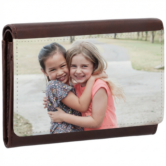 Cartera con Monedero Polipiel Marrón 10×14 Personalizable – Día de la Madre