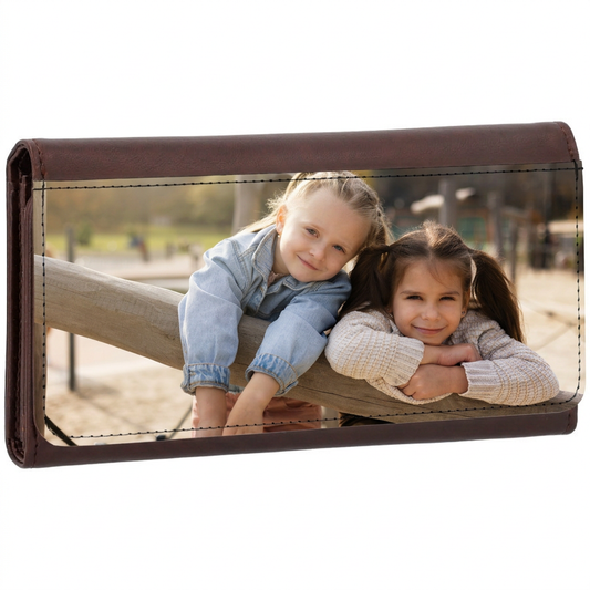 Billetero con Monedero Polipiel Marrón 10×19 Personalizable – Día de la Madre
