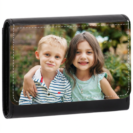 Cartera con Monedero Polipiel Negro 10×14 Personalizable – Día de la Madre