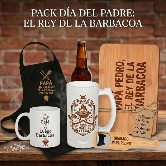 Pack Regalo Día del Padre Personalizado - Rey de la Barbacoa TAZAMAGICA